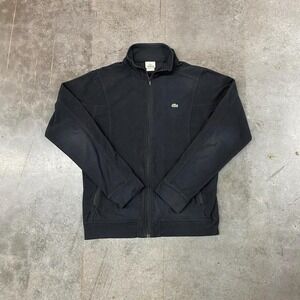 Lacoste Sports Fleece Full Zip Men's Black Jacket Crocodile Logo Size 5/L